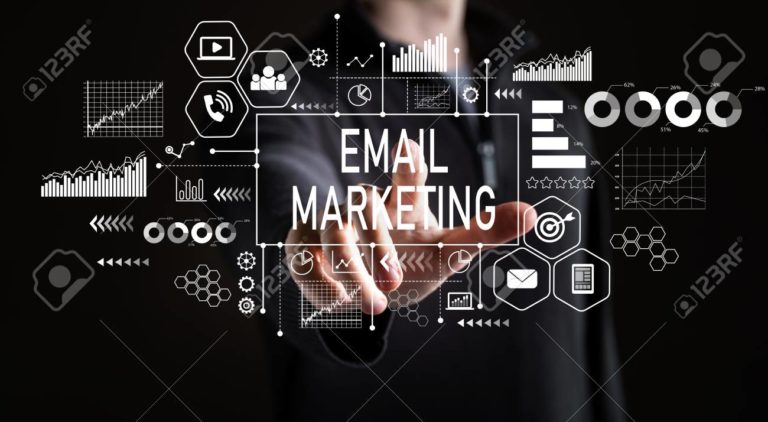 Email marketing with businessman